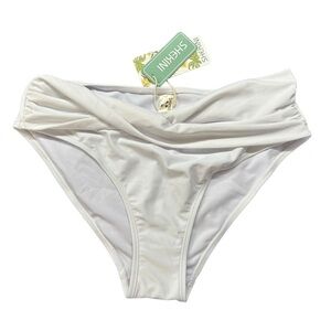 SHEKINI womens white bikini swim bottoms size medium NWT